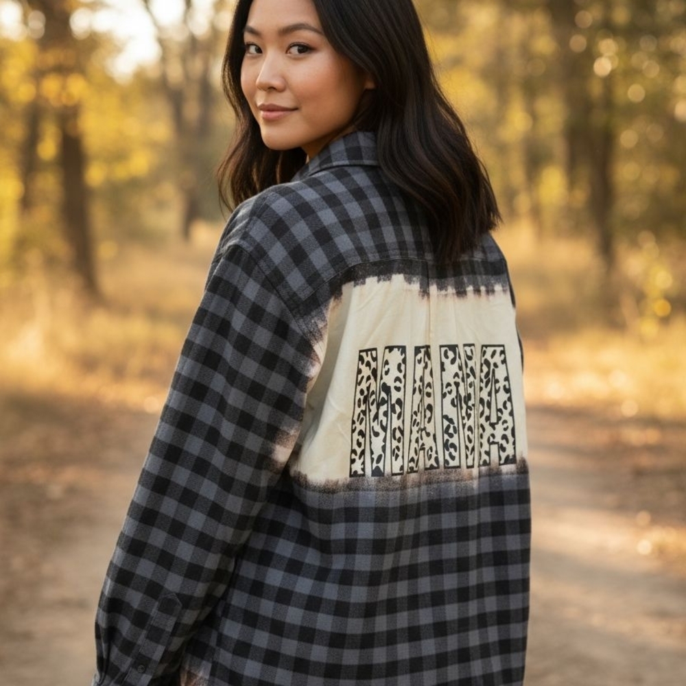 Black & Gray Bleached Flannel